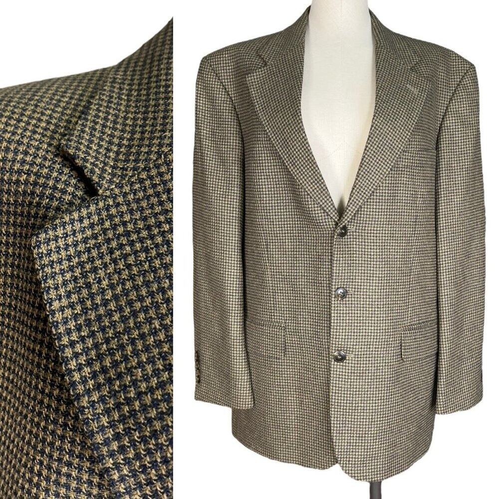 Lana Moda Fine Italian Fabric 3-Button Tweed Blazer Jacket Silk Wool Size 41 R